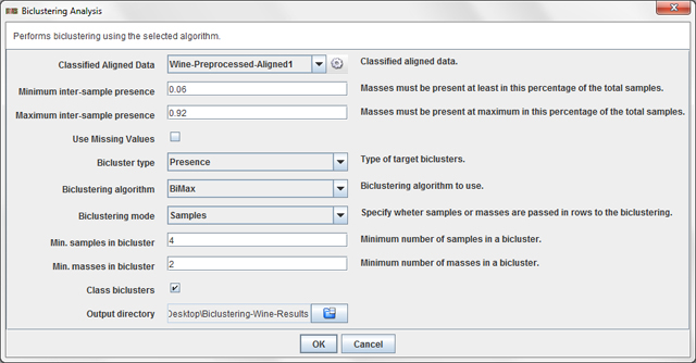 Biclustering Dialog