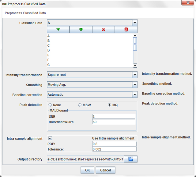 Preprocess Data Dialog